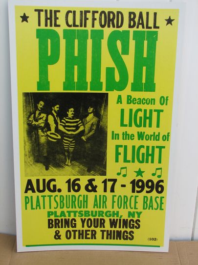 Discover Vintage Phish Concert Poster, 1996, Plattsburgh, NY Premium Matte Vertical Posters