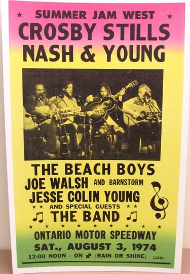 Discover CSNY Concert Poster 1974, Neil Young, Ontario Summer Jam West Premium Matte Vertical Posters