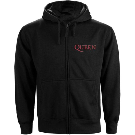 Discover Queen Ladies Zipped Hoodie: Classic Crest (Back Print)