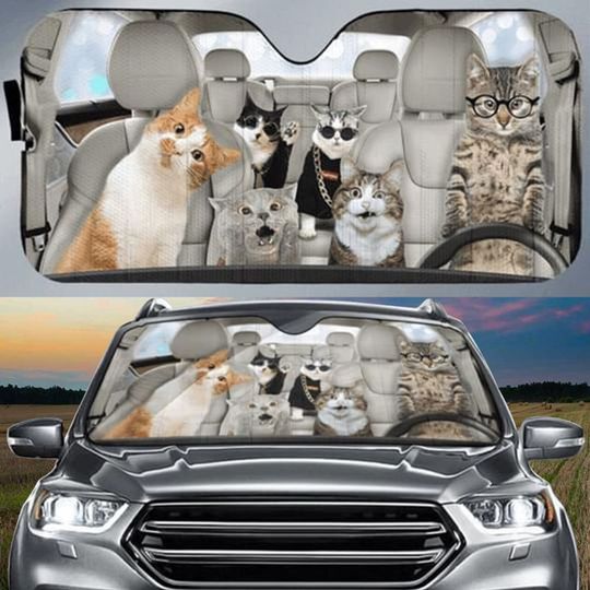 Discover Funny Cat Family Car Sun Shade - Protection for Cat Lovers