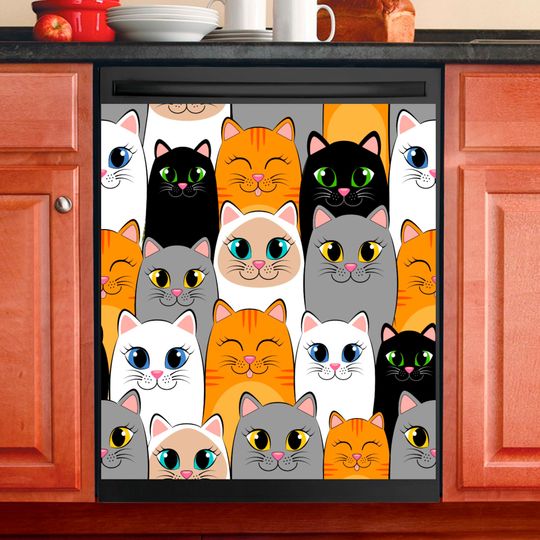 Discover Kitchen Decor Dishwasher  Cover Cats Pattern