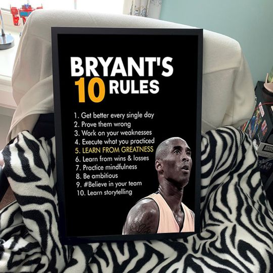 Discover Kobe Bryant Quotes-Bryant's Ten Rules Motivational Basketball Poster, Wall Decor