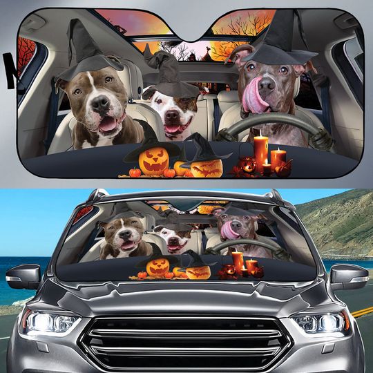 Discover Pitbull Halloween Car Auto Sun Shade