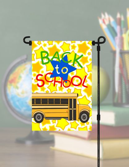 Discover Back to School Bus Garden Flag