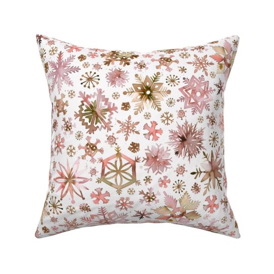 Discover Pink Snowfall Throw Pillow