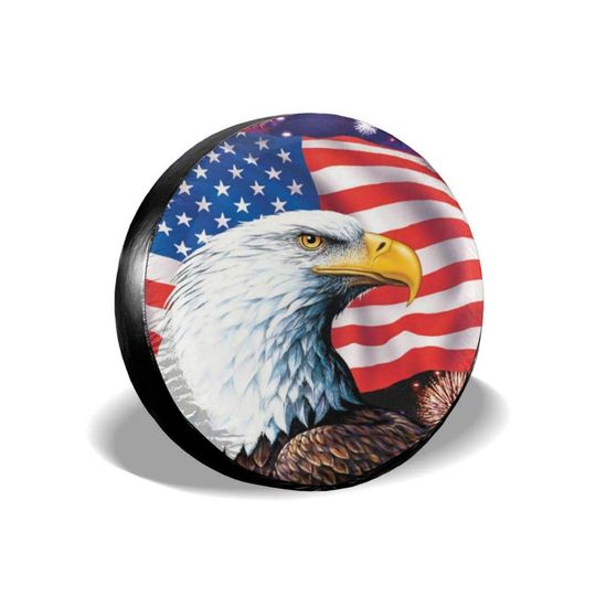 Discover American Eagle Flag Spare Tire Cover Wheel Cover