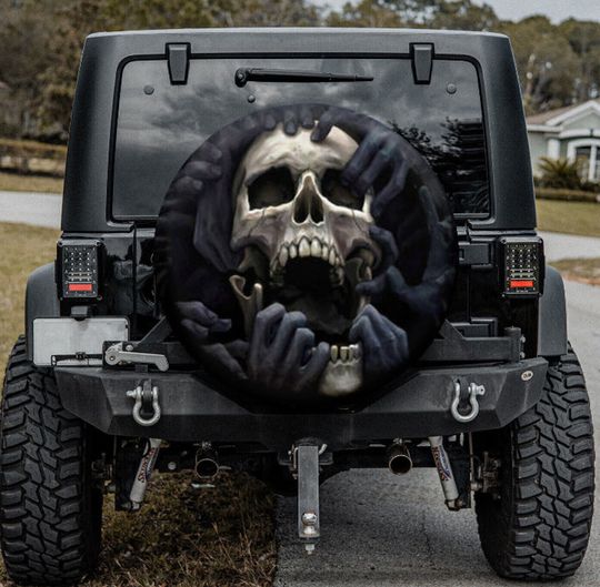 Discover Dark Skull Halloween Spare Tire Cover
