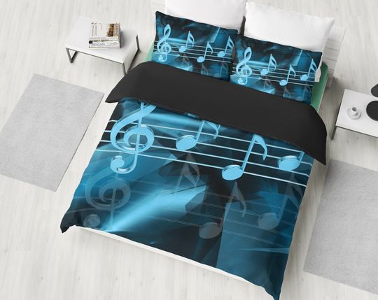 Discover Blue Music Musical Notes Bedding Set