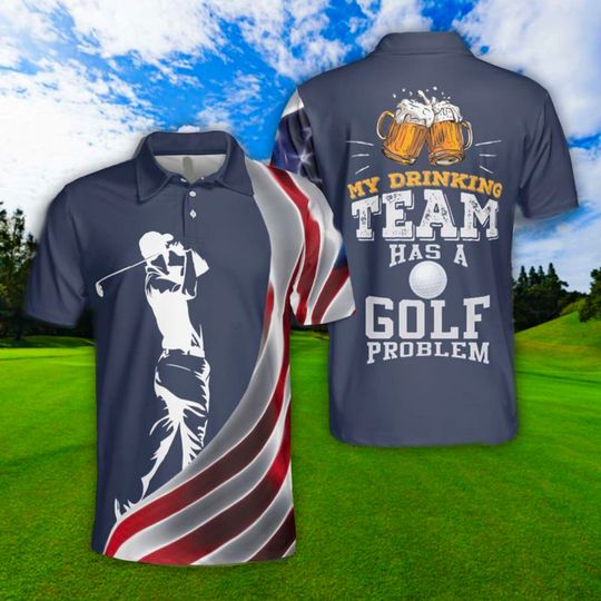 Discover Golf Player Beer My Drinking Polo Shirt