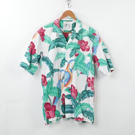 Discover 80s parrot reverse Hawaiian Shirt