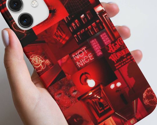 Discover Edgy Red Baddie Collage iPhone Case