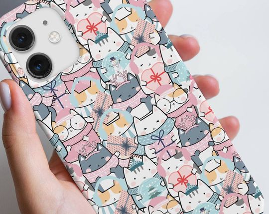 Discover Kawaii Winter Cat iPhone Case