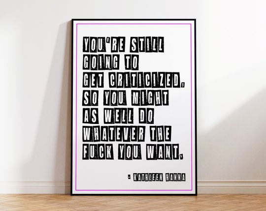 Discover Riot Grrrl Poster | Kathleen Hanna Quote | Bikini Kill | Angry Girl Punk | Grunge Art Gallery Wall