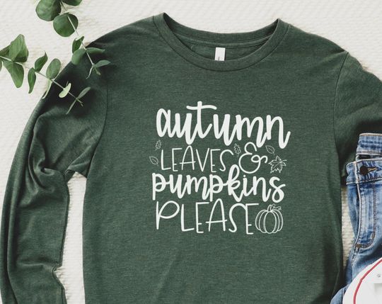 Discover Autumn Leaves and Pumpkins Please Sweatshirt, Autumn Sweatshirt, Pumpkins Sweatshirt