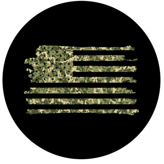 Discover Camo Flag Spare Tire Cover