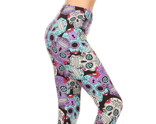 Discover Bright and Funky Sugar Skulls Day of the Dead Buttery Soft Leggings