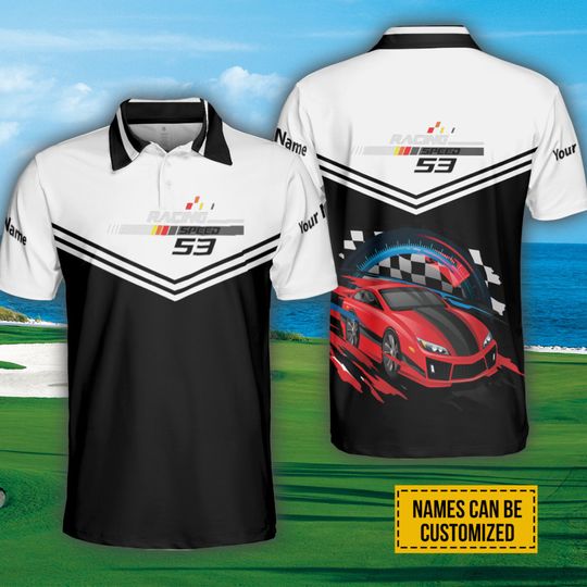 Discover Custom Name Racing Speed Flag Polo Shirt