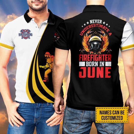 Discover Personalized Name Hero Firefighter Men Polo Shirt
