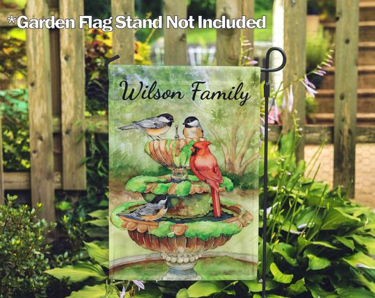 Discover Fall, Personalized Busy Birdbath  Garden Flag