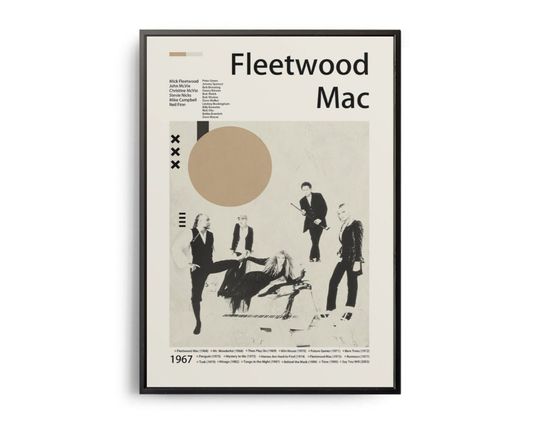 Discover Fleetwood Mac Vintage Music Poster Music Band poster Rero modern Wall Art Print