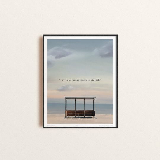 Discover BTS Spring Day Bus Stop Illustrated Premium Matte Vertical Poster