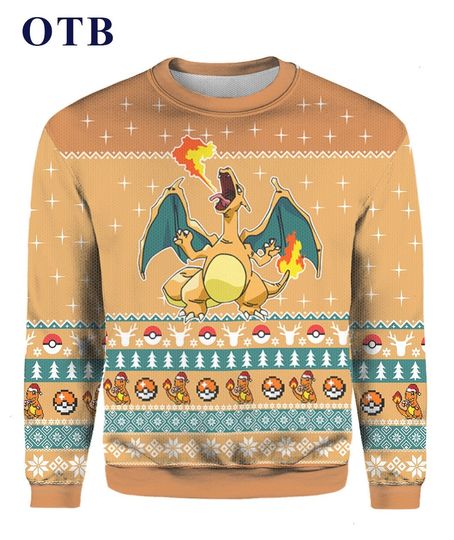 Discover Anime Cartoon Charizard Christmas 3D Sweater
