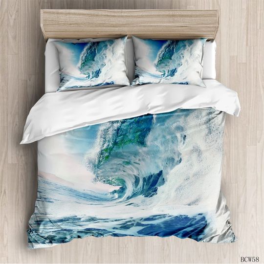 Discover 3D Ocean Waves Duvet Cover Set Queen  Hotel Luxury Bedding Set Comforter Cover