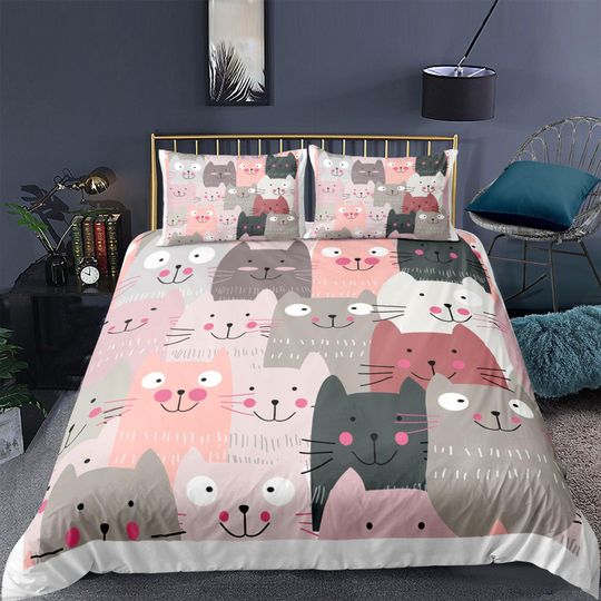 Discover Pink Cat Bedding Set