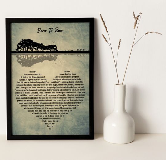 Discover Bruce Springsteen Born To Run Song Lyrics Wall Art Prints | Music Posters