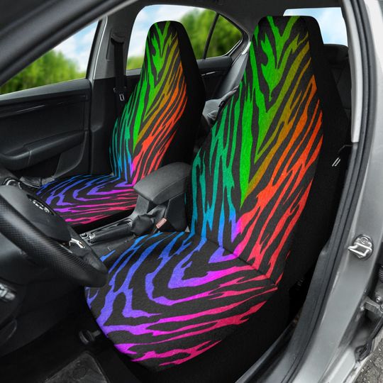 Discover Rainbow Gradient Tiger Print Camouflage Car Seat Covers