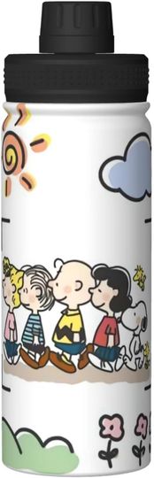 Discover Snoopy Dog Stainless Steel Water Bottles Sports Lid