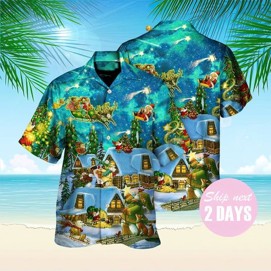 Discover Christmas The Magical Night Hawaiian Shirt, Soft Hawaii Shirt, 3D Hawaiian Aloha Shirt, Summer Beach Shirt