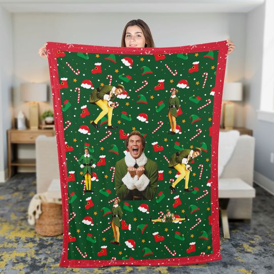 Discover Buddy the ELF Christmas Baby Blanket, Green Christmas Fleece Blankets