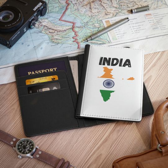Discover India Flag Map Passport Cover
