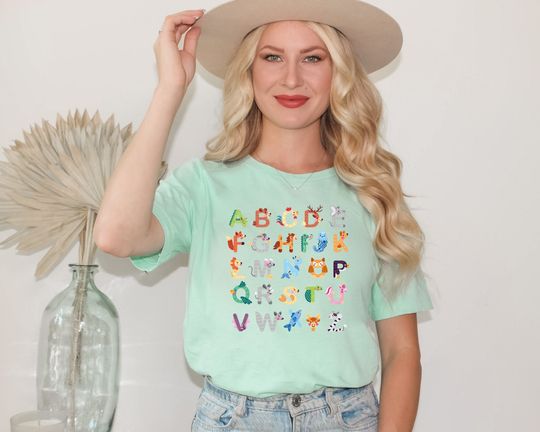 Discover Alphabet Shirt, ABC Shirt Preschool Teacher Tee, Animal Alphabet Shirt