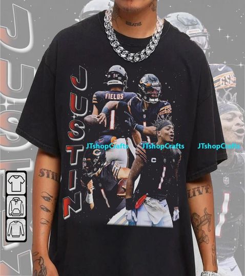 Discover Vintage 90s Graphic Style Justin Fields T-Shirt, Football T-Shirt, Sport T-Shirt
