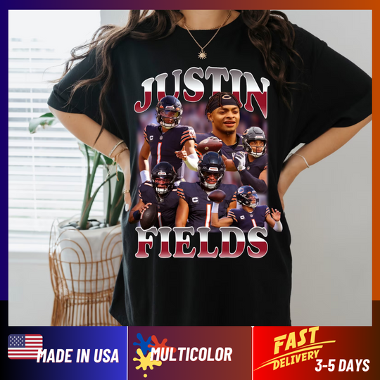 Discover Justin Fields T-Shirt, Short Sleeve Homage Unisex T-Shirt, Best Gift For Fan