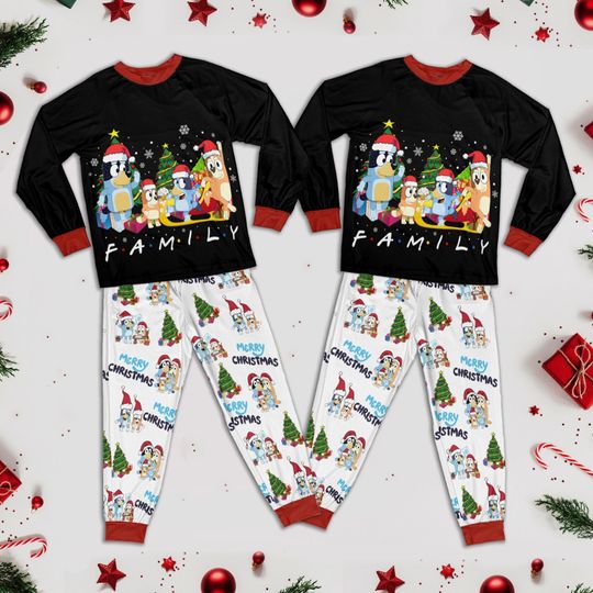 Discover Christmas Dogs Family Pajamas, Christmas BueyDad Cartoon Pajamas Set