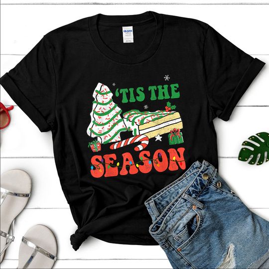 Discover Little Tis' The Season Christmas Tree Cakes Debbie Christmas Lights T-SHIRT