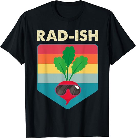 Discover Rad-ish Funny Radish Lover Vegan Vegetarian Food Pun T-Shirt