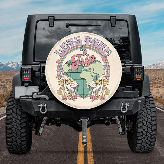 Discover Let's Take a Trip Tan Spare Tire Cover