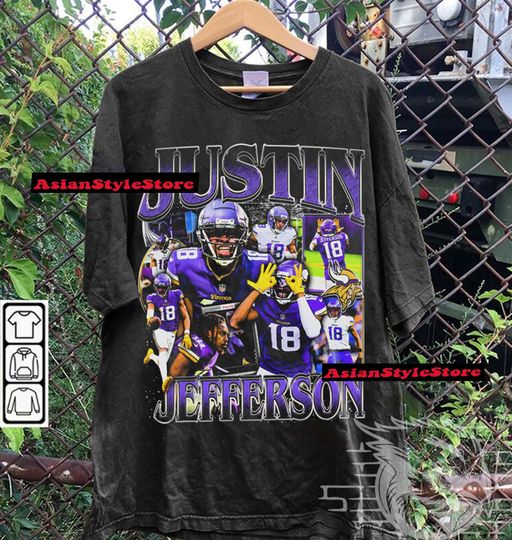 Discover Vintage 90s Graphic Style Justin Jefferson T-Shirt, Justin Jefferson shirt