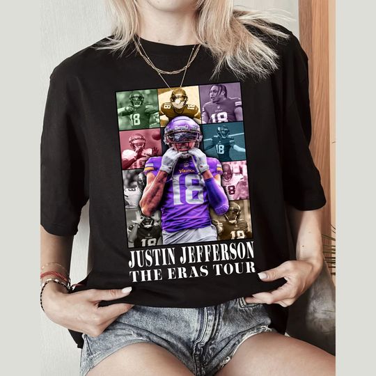 Discover Justin Jefferson Football Merch Shirt, Minnesota Vintage 90s Bootleg Justin Jefferson