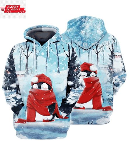 Discover Winter Penguins Gift For Christmas Holiday 3D Hoodie