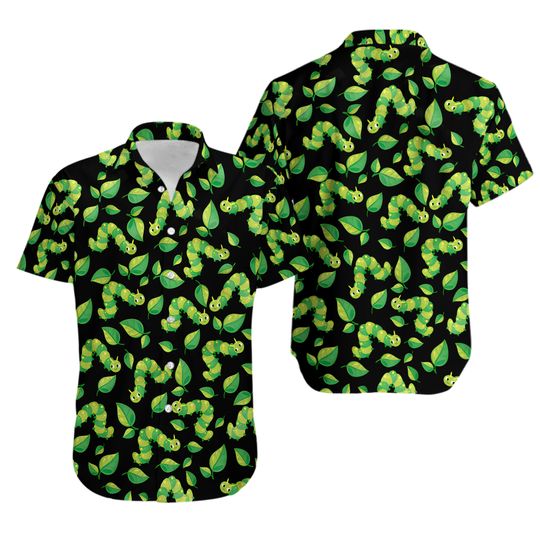 Discover Caterpillar Worm Character Short Sleeve Hawaiian Shirt