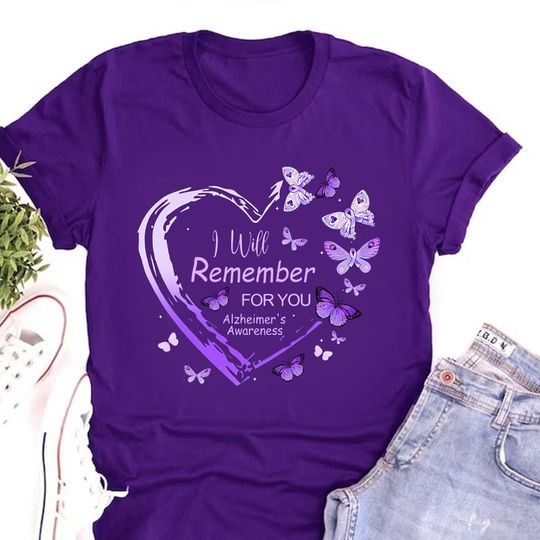 Discover I Will Remember For You Butterfly Shirt, Alzheimer's Awareness Shirt