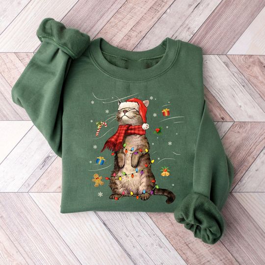Discover Cute Cat Mom Christmas Sweatshirt