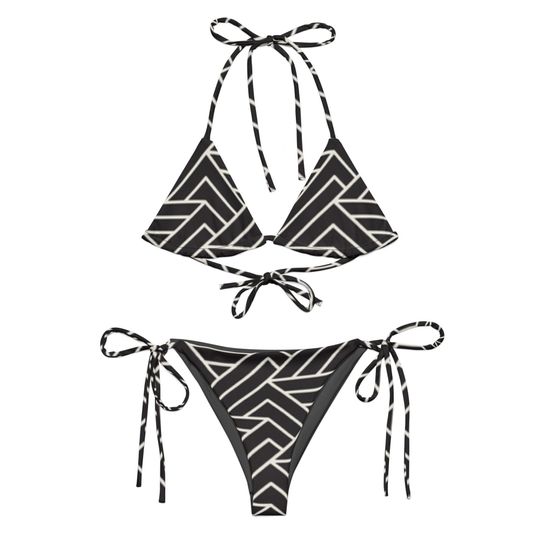 Discover Black Geometric Women's Sling Bikini Swimsuits