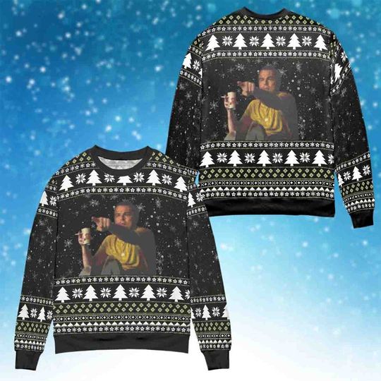 Discover Laughing Leonardo DiCaprio Christmas Ugly Sweater, Leonardo Meme Ugly Sweater Knitted