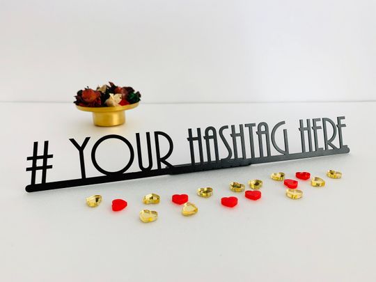 Discover Custom Hashtag Metal Sign Personalized Table Sign Laser Cut Freestanding Wedding Decor